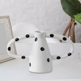 Maxbell Black and White Vase Resin Flower Vase Nordic for Home Living Room Entrance 25cmx12cmx20cm