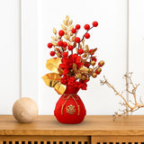 Maxbell Flower Basket Ornament Decor Artificial Potted Flower for Occasions Party 15cmx29cm