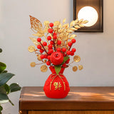 Maxbell Flower Basket Ornament Decor Artificial Potted Flower for Occasions Party 15cmx28cm
