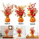 Maxbell Artificial Potted Flower Ornament Decor Flower Basket for Office Holiday Style A 16cmx32cm