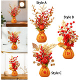 Maxbell Artificial Potted Flower Ornament Decor Flower Basket for Office Holiday Style A 16cmx32cm