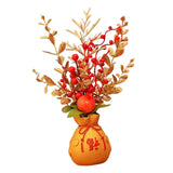 Maxbell Artificial Potted Flower Ornament Decor Flower Basket for Office Holiday Style A 16cmx32cm