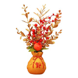 Maxbell Artificial Potted Flower Ornament Decor Flower Basket for Office Holiday Style A 16cmx32cm