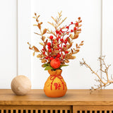 Maxbell Artificial Potted Flower Ornament Decor Flower Basket for Office Holiday Style A 16cmx32cm