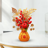 Maxbell Artificial Potted Flower Ornament Decor Flower Basket for Office Holiday Style C 16cmx32cm