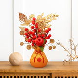 Maxbell Artificial Potted Flower Ornament Decor Flower Basket for Office Holiday Style C 16cmx32cm