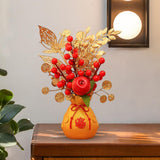 Maxbell Artificial Potted Flower Ornament Decor Flower Basket for Office Holiday Style C 16cmx32cm