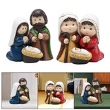 Maxbell Holy Family Figurine Home Indoor Decoration Ornament for Desktop Office Blue Green