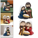 Maxbell Holy Family Figurine Home Indoor Decoration Ornament for Desktop Office Blue Green