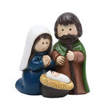 Maxbell Holy Family Figurine Home Indoor Decoration Ornament for Desktop Office Blue Green