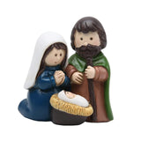 Maxbell Holy Family Figurine Home Indoor Decoration Ornament for Desktop Office Blue Green