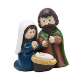 Maxbell Holy Family Figurine Home Indoor Decoration Ornament for Desktop Office Blue Green