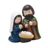 Maxbell Holy Family Figurine Home Indoor Decoration Ornament for Desktop Office Blue Green