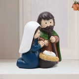 Maxbell Holy Family Figurine Home Indoor Decoration Ornament for Desktop Office Blue Green