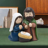 Maxbell Holy Family Figurine Home Indoor Decoration Ornament for Desktop Office Blue Green