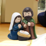 Maxbell Holy Family Figurine Home Indoor Decoration Ornament for Desktop Office Blue Green