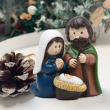 Maxbell Holy Family Figurine Home Indoor Decoration Ornament for Desktop Office Blue Green