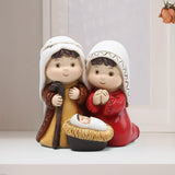 Maxbell Holy Family Figurine Home Indoor Decoration Ornament for Desktop Office Red Yellow
