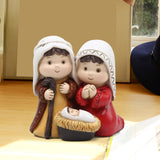Maxbell Holy Family Figurine Home Indoor Decoration Ornament for Desktop Office Red Yellow