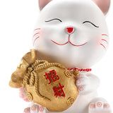Maxbell Lucky Cat Figurine Resin Statue Wealth Sculpture Feng Shui for Shelf Decor Aureate