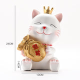 Maxbell Lucky Cat Figurine Resin Statue Wealth Sculpture Feng Shui for Shelf Decor Aureate