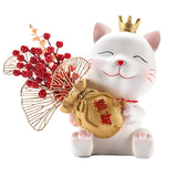 Maxbell Lucky Cat Figurine Resin Statue Wealth Sculpture Feng Shui for Shelf Decor Aureate