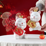 Maxbell Lucky Cat Figurine Resin Statue Wealth Sculpture Feng Shui for Shelf Decor Aureate