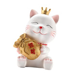 Maxbell Lucky Cat Figurine Resin Statue Wealth Sculpture Feng Shui for Shelf Decor Aureate