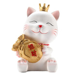 Maxbell Lucky Cat Figurine Resin Statue Wealth Sculpture Feng Shui for Shelf Decor Aureate