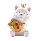Maxbell Lucky Cat Figurine Resin Statue Wealth Sculpture Feng Shui for Shelf Decor Aureate