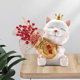 Maxbell Lucky Cat Figurine Resin Statue Wealth Sculpture Feng Shui for Shelf Decor Aureate