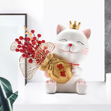 Maxbell Lucky Cat Figurine Resin Statue Wealth Sculpture Feng Shui for Shelf Decor Aureate