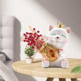 Maxbell Lucky Cat Figurine Resin Statue Wealth Sculpture Feng Shui for Shelf Decor Aureate