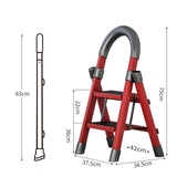 Maxbell Steel Folding Ladder Stepladder Non Slip for Indoor Outdoor Kitchen Adults Red 2 Step