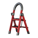 Maxbell Steel Folding Ladder Stepladder Non Slip for Indoor Outdoor Kitchen Adults Red 2 Step