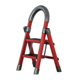 Maxbell Steel Folding Ladder Stepladder Non Slip for Indoor Outdoor Kitchen Adults Red 2 Step