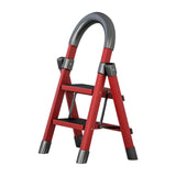 Maxbell Steel Folding Ladder Stepladder Non Slip for Indoor Outdoor Kitchen Adults Red 2 Step