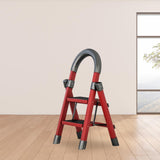 Maxbell Steel Folding Ladder Stepladder Non Slip for Indoor Outdoor Kitchen Adults Red 2 Step