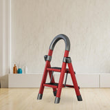 Maxbell Steel Folding Ladder Stepladder Non Slip for Indoor Outdoor Kitchen Adults Red 2 Step