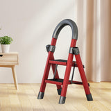 Maxbell Steel Folding Ladder Stepladder Non Slip for Indoor Outdoor Kitchen Adults Red 2 Step