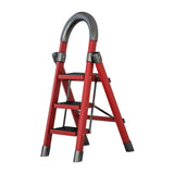 Maxbell Steel Folding Ladder Stepladder Non Slip for Indoor Outdoor Kitchen Adults Red 3 Step