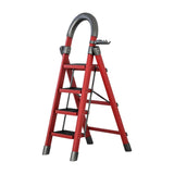 Maxbell Steel Folding Ladder Stepladder Non Slip for Indoor Outdoor Kitchen Adults Red 4 Step