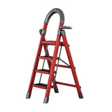 Maxbell Steel Folding Ladder Stepladder Non Slip for Indoor Outdoor Kitchen Adults Red 4 Step