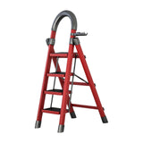 Maxbell Steel Folding Ladder Stepladder Non Slip for Indoor Outdoor Kitchen Adults Red 4 Step