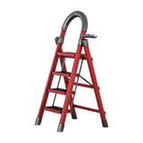 Maxbell Steel Folding Ladder Stepladder Non Slip for Indoor Outdoor Kitchen Adults Red 4 Step