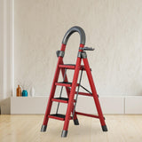 Maxbell Steel Folding Ladder Stepladder Non Slip for Indoor Outdoor Kitchen Adults Red 4 Step