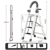 Maxbell Steel Folding Ladder Stepladder Non Slip for Indoor Outdoor Kitchen Adults White 4 Step