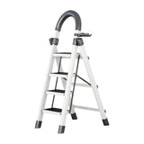 Maxbell Steel Folding Ladder Stepladder Non Slip for Indoor Outdoor Kitchen Adults White 4 Step