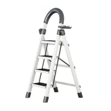 Maxbell Steel Folding Ladder Stepladder Non Slip for Indoor Outdoor Kitchen Adults White 4 Step