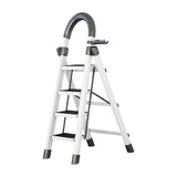 Maxbell Steel Folding Ladder Stepladder Non Slip for Indoor Outdoor Kitchen Adults White 4 Step